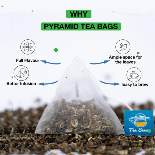 TEA SENSE Best Assorted Tea Sampler Pack (12 Flavours of Green Tea, 15 pcs Pyramid Tea Bags)