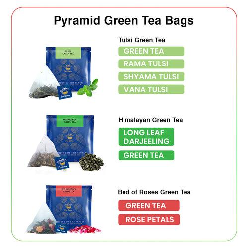 TEA SENSE Best Assorted Tea Sampler Pack (12 Flavours of Green Tea, 15 pcs Pyramid Tea Bags)