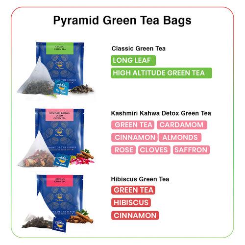 TEA SENSE Best Assorted Tea Sampler Pack (12 Flavours of Green Tea, 15 pcs Pyramid Tea Bags)