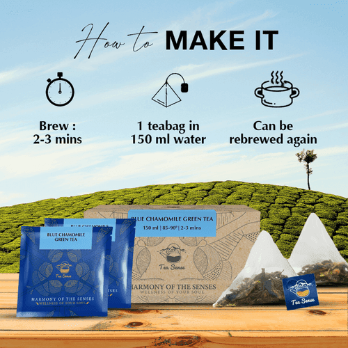 TEA SENSE Blue Chamomile Green Pyramid Tea Bags (15 Pc)