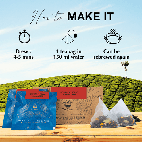 TEA SENSE Bombay Cutting Masala Chai Pyramid Tea Bags (15 Pc)