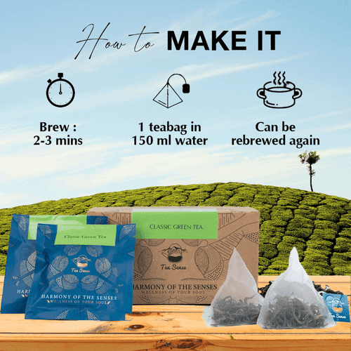 TEA SENSE Classic Green Pyramid Tea Bags (15 Pc)