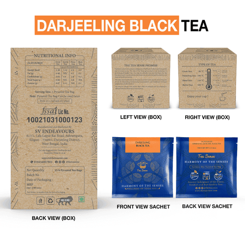 TEA SENSE Darjeeling Black Pyramid Tea Bags (15 Pc)