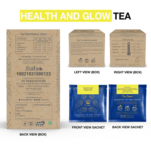 TEA SENSE Health and Glow Pyramid Tea Bags (15 Pc)