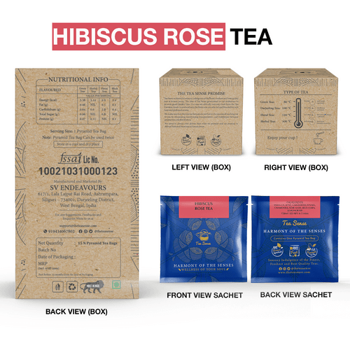 TEA SENSE Hibiscus Rose Pyramid Tea Bags (15 Pc)