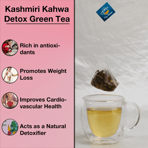 TEA SENSE Kashmiri Kahwa Detox Green Pyramid Tea Bags (15 Pc)