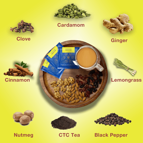 TEA SENSE Lemongrass Masala Chai Pyramid Tea Bags (15 Pc)