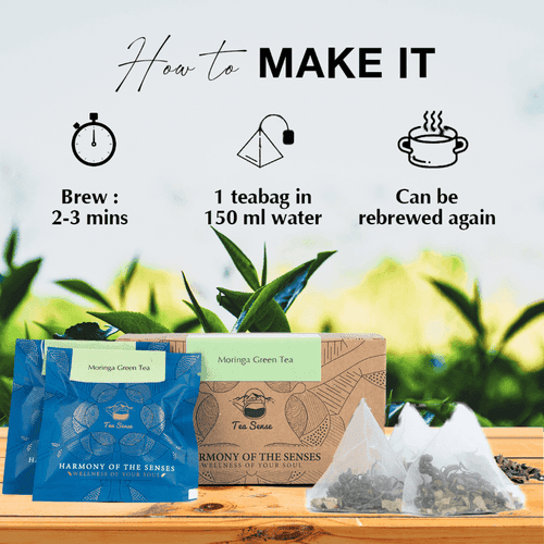 TEA SENSE Moringa Green Pyramid Tea Bags (15 Pc)