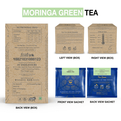 TEA SENSE Moringa Green Pyramid Tea Bags (15 Pc)