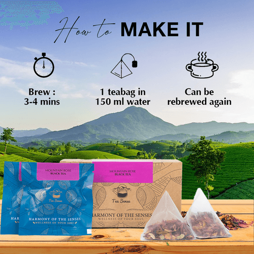 TEA SENSE Mountain Rose Black Pyramid Tea Bags (15 Pcs)