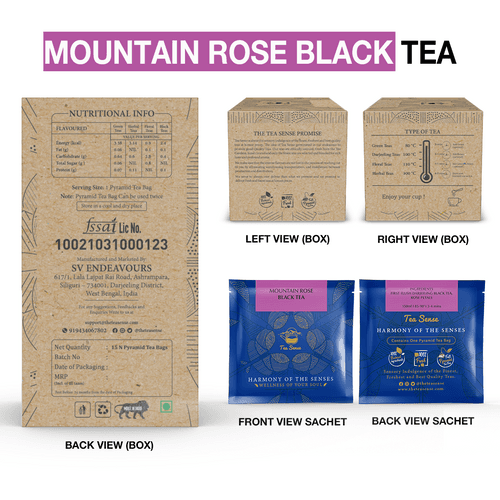 TEA SENSE Mountain Rose Black Pyramid Tea Bags (15 Pcs)