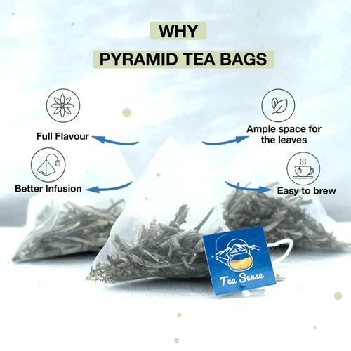 TEA SENSE Silver Needle White Pyramid Tea Bags ( 15 Pc )