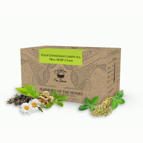 TEA SENSE Tulsi Chamomile Green Pyramid Tea Bags (15 Pc)