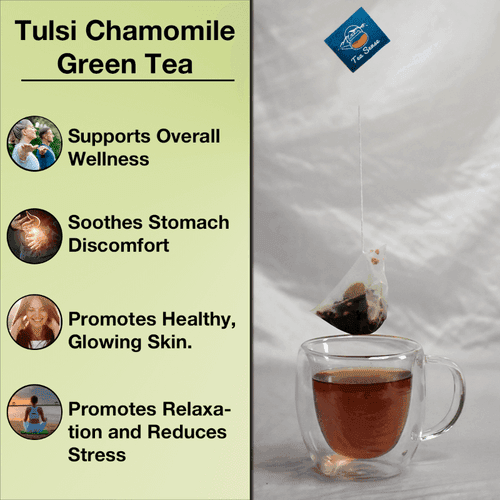 TEA SENSE Tulsi Chamomile Green Pyramid Tea Bags (15 Pc)