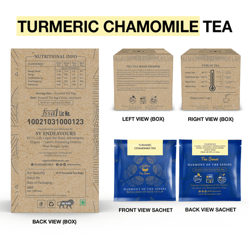 TEA SENSE Turmeric Chamomile Pyramid Tea Bags (15 Pc)