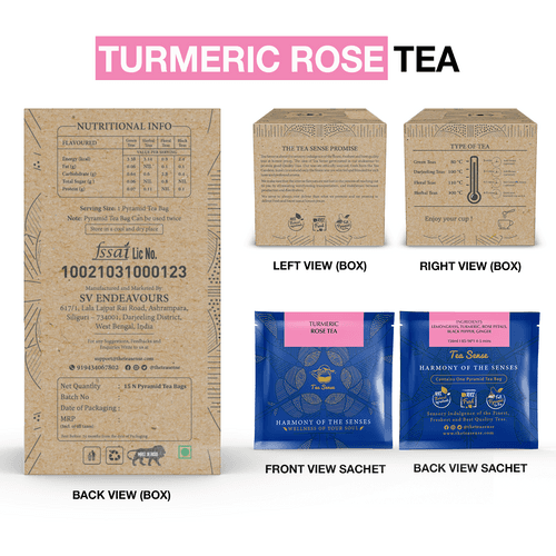 TEA SENSE Turmeric Rose Pyramid Tea Bags (15 Pc)