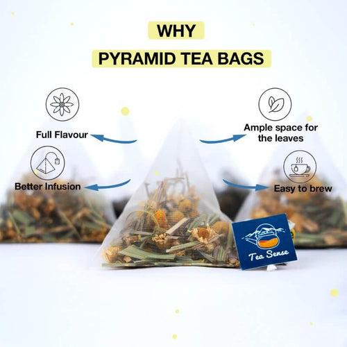 TEA SENSE Chamomile Lemongrass Pyramid Tea Bags (15 Pc)