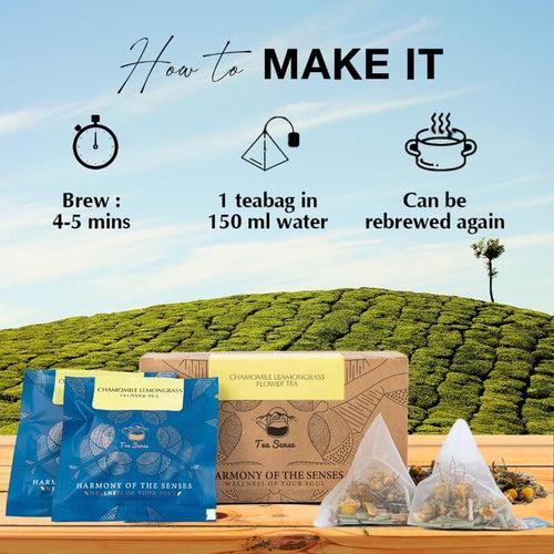 TEA SENSE Chamomile Lemongrass Pyramid Tea Bags (15 Pc)