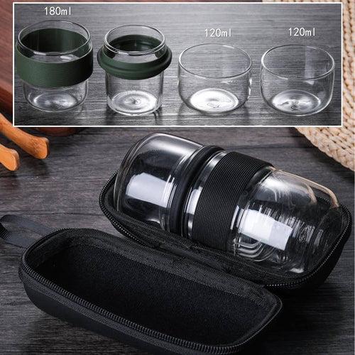 Voyager Tea Infuser with Cups and Leather Protective Case