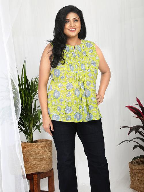 Mahee Cotton Sleeveless Floral Top