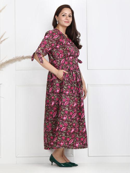 Elsa Printed Ankle Length Cotton Dress