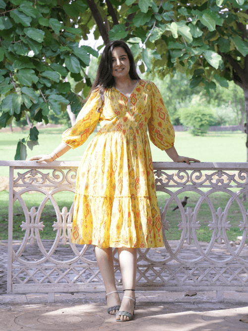 Aadya Yellow Cotton Dress