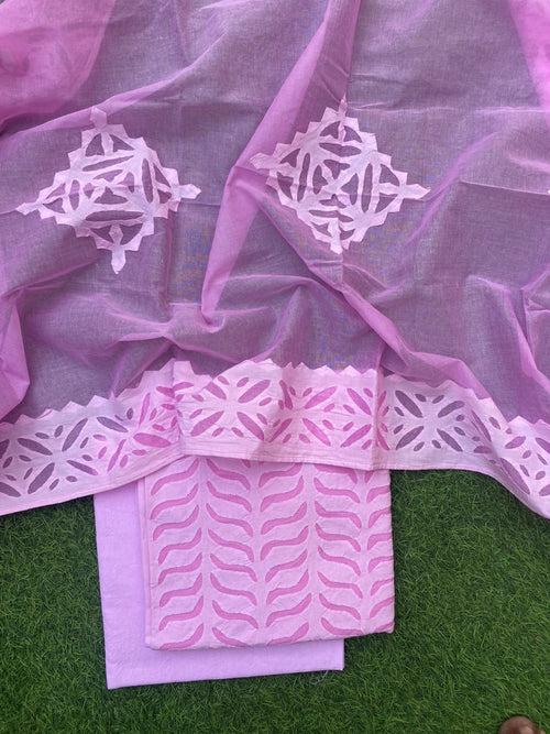 Applique Cut Work Cotton Suit Fabric