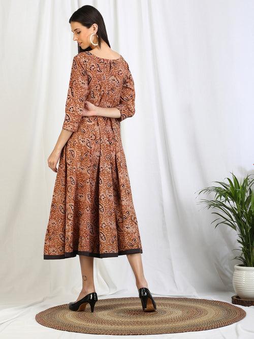 Ajrakh Dabu Paisley 'Farida' Cotton Dress