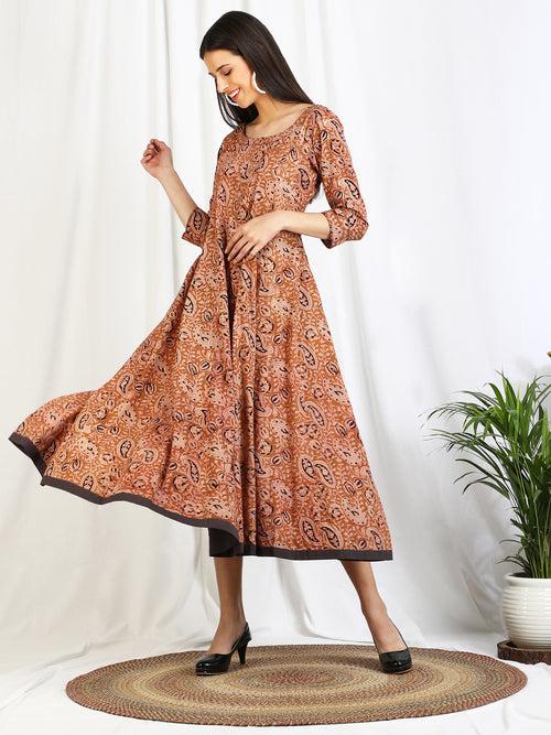 Ajrakh Dabu Paisley 'Farida' Cotton Dress