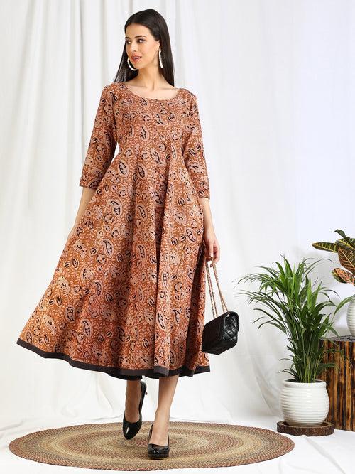 Ajrakh Dabu Paisley 'Farida' Cotton Dress