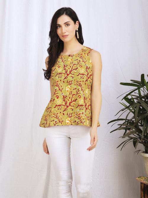 Block Print 'Sophia' Daabu Cotton Top