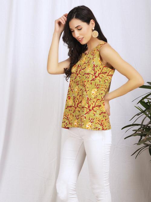 Block Print 'Sophia' Daabu Cotton Top