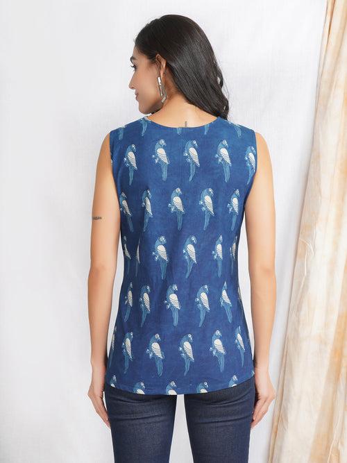 Darzaania Natural Indigo Cotton Top