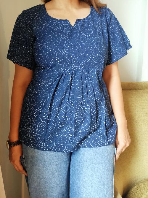 Natural Indigo Cotton Top