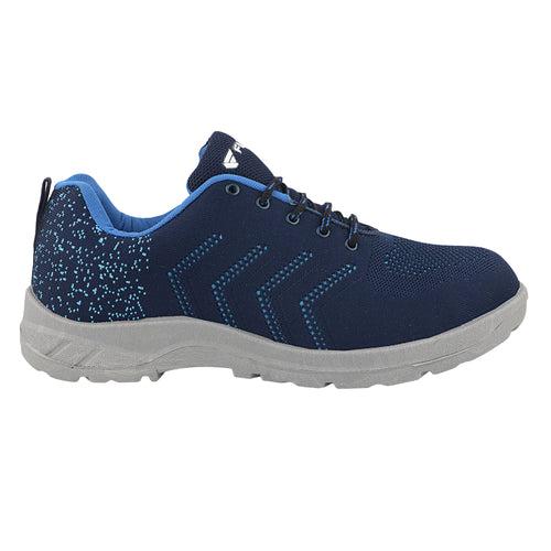 Fuel Arsenal Sporty Design Knitted Fabric Breathable Mesh Lining Safety Shoes For Men's Steel Toe Cap With Rubber Sole (Blue)