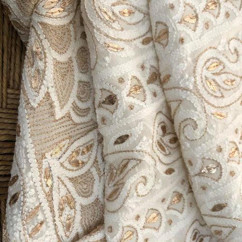 Off White Chikankari Gota Patti Suit