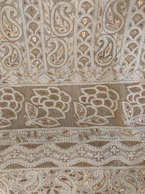 Off White Chikankari Gota Patti Suit