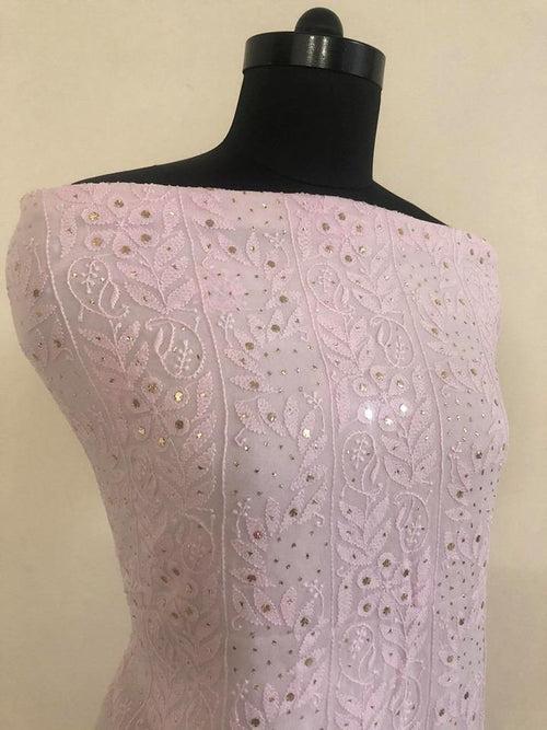 Powder Pink Chikankari Mukaish Suit