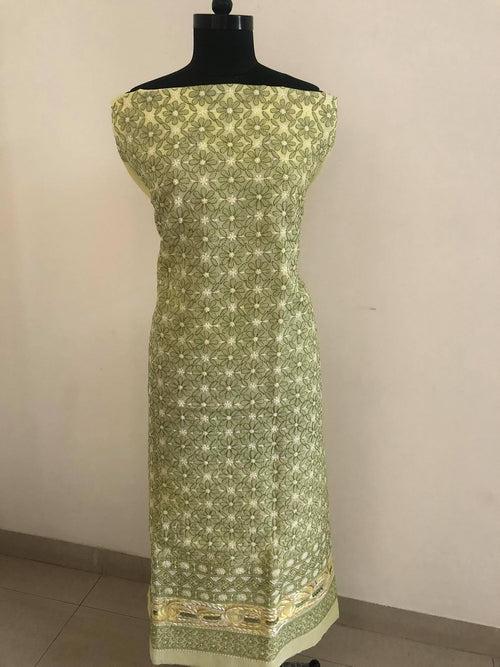 Parsi Ghara Cotton Chikankari Kurti Fabric