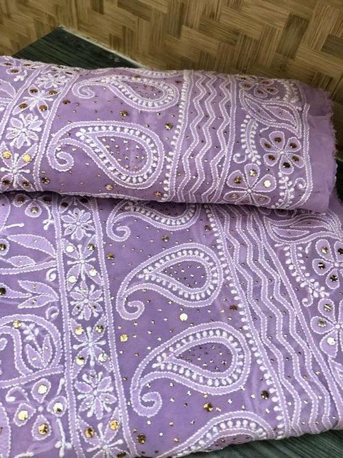 Lilac Mukaish Lucknowi Chikan Suit