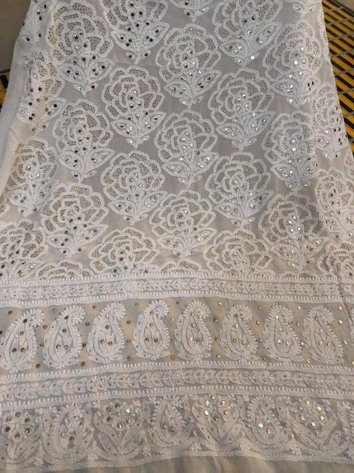 Off White Lucknowi Chikankari Kurti Fabric