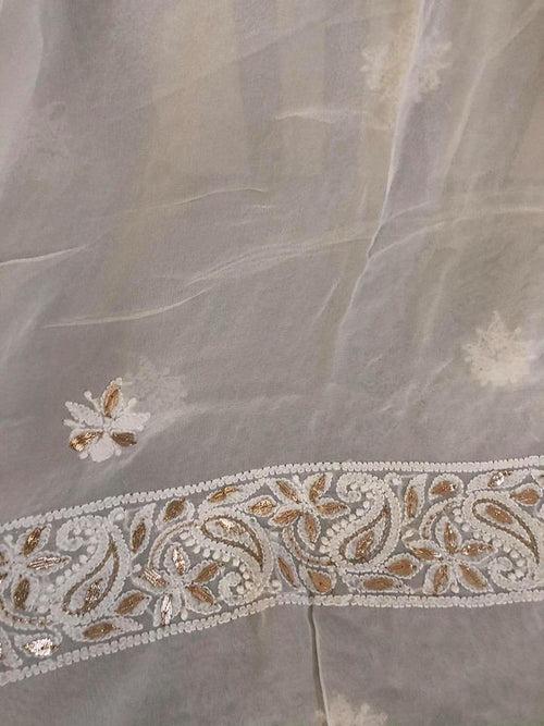 Off White Chikankari Gota Patti Suit