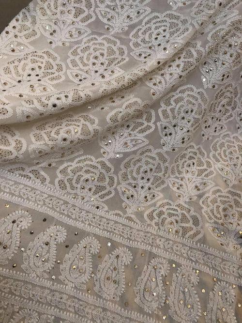 Off White Lucknowi Chikankari Kurti Fabric