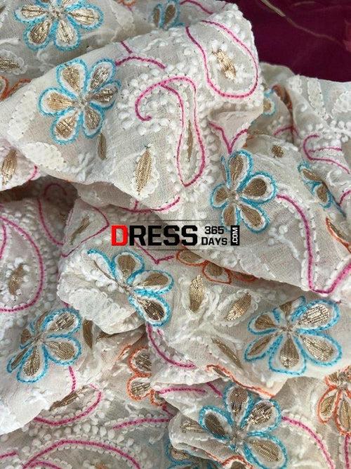 Multicolour Chikankari Dupatta with Gota Patti