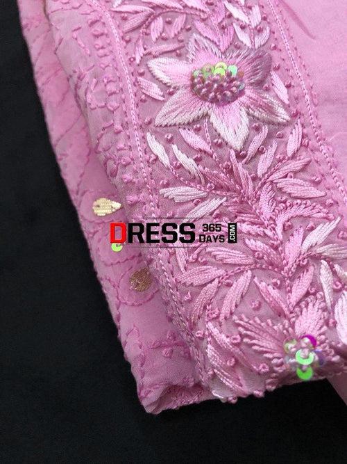 Pinkish Purple Parsi Gara Chikankari Suit