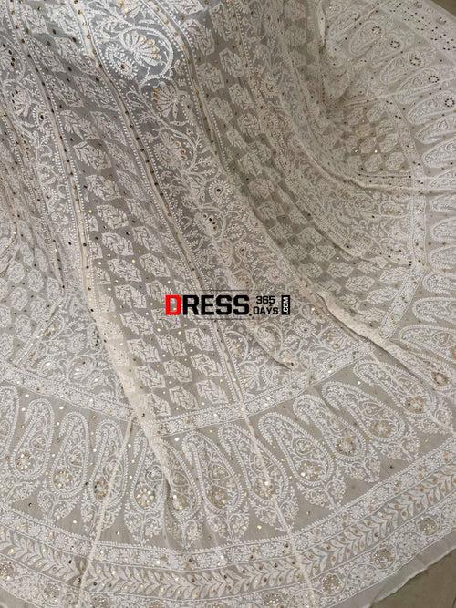 Pure Georgette Mukaish Chikankari Lehenga Set