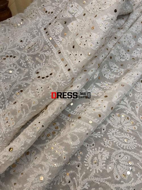 Pure Georgette Mukaish Chikankari Lehenga Set