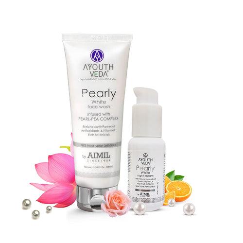 Pearly Glow Night Care Combo | Pearly face wash 100ml , Night Cream 30g