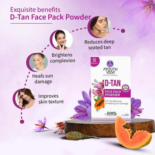 Radiant Skin Combo: D-Tan Facial Cleanser (100 g) D-Tan Face Pack Powder (10g×8)