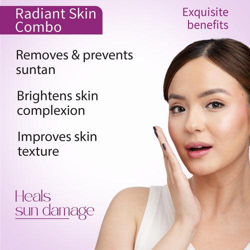 Radiant Skin Combo: D-Tan Facial Cleanser (100 g) D-Tan Face Pack Powder (10g×8)